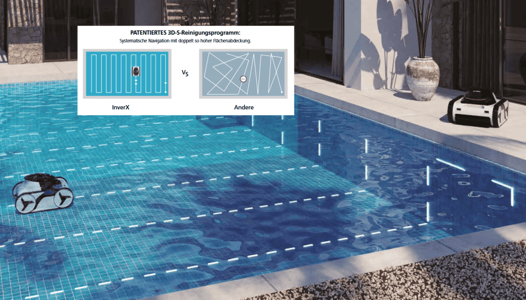 Inver 6h Poolroboter bei der Reinigung eines Swimmingpools.